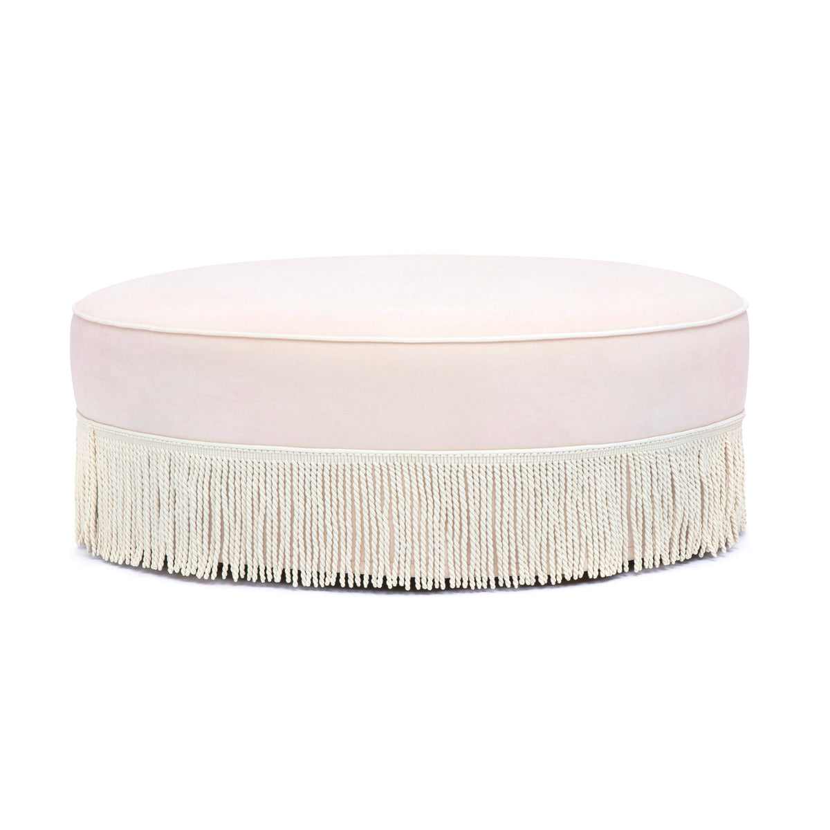 Pink Tasseled Round Ottoman