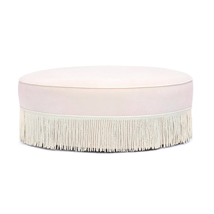 Pink Tasseled Round Ottoman