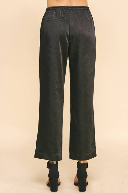 NAVY SATIN PANTS