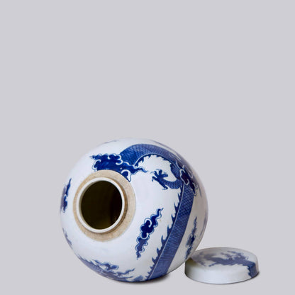Blue & White Round Dragon Jar