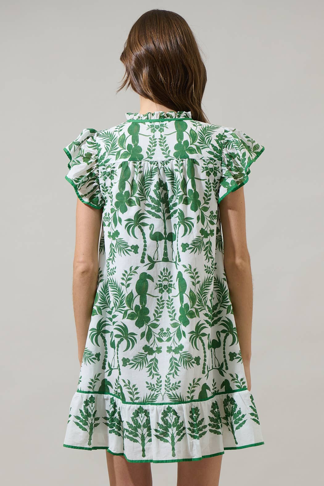 Green & White Mini Shift Dress