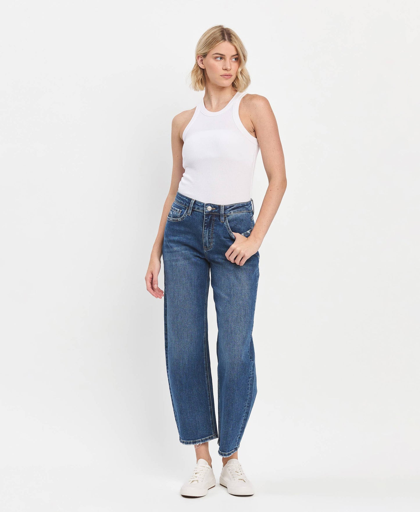 HIGH RISE BARREL JEANS