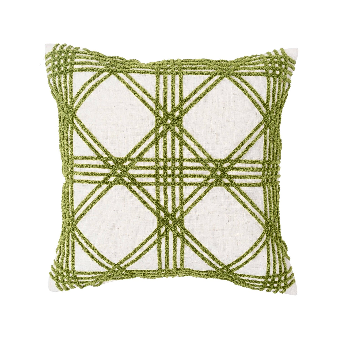 Green Lattice Cotton Pillow