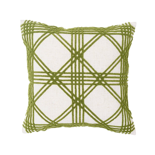 Green Lattice Cotton Pillow