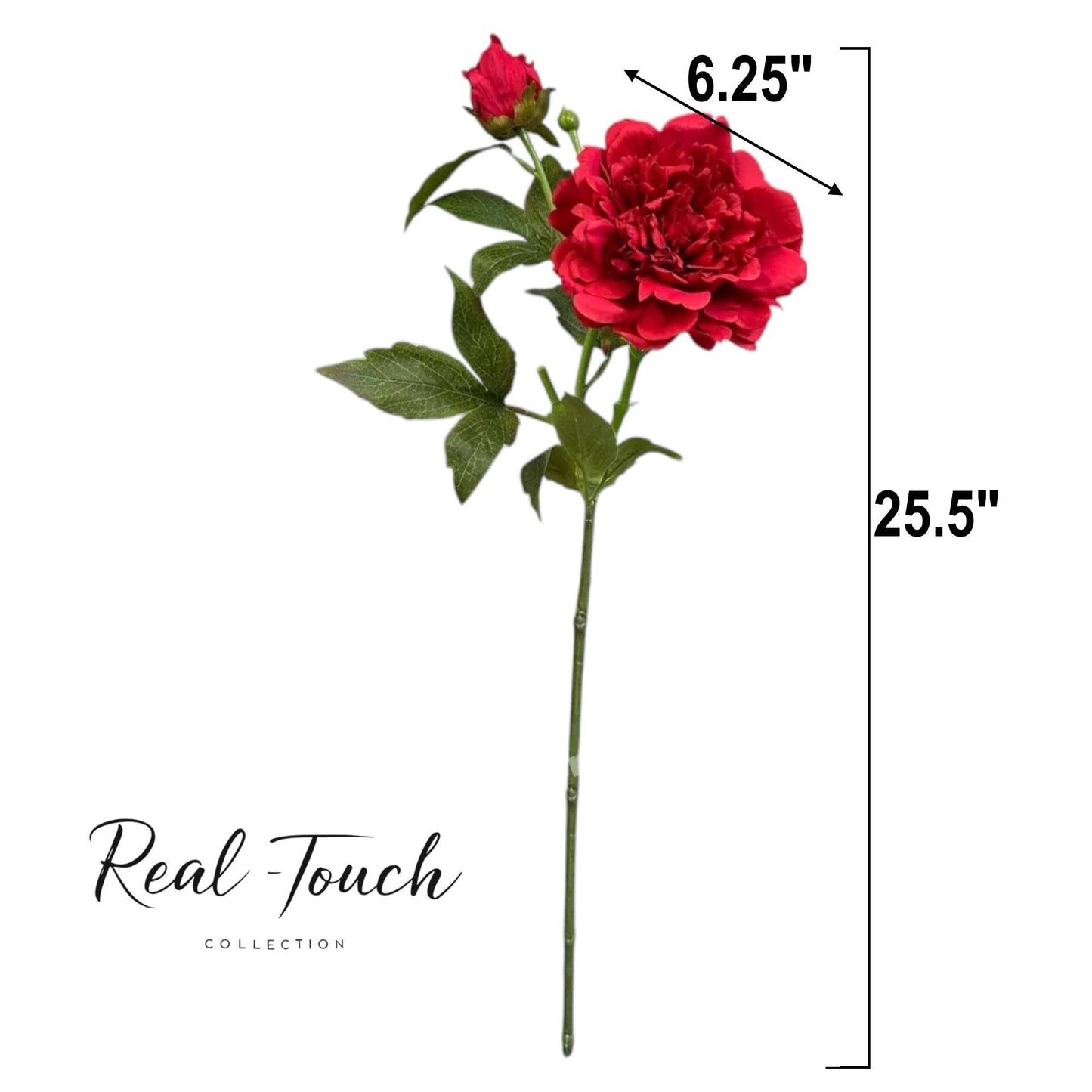 25.5"- Real Touch Peony Stem-2 Blooms: Hot Pink
