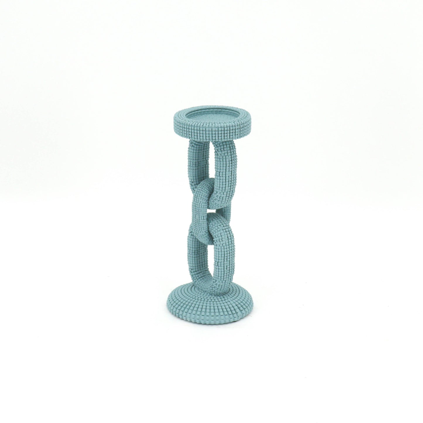 Medium Blue Beaded Candle Holder