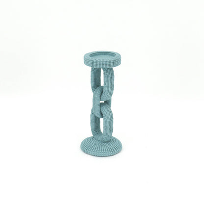 Medium Blue Beaded Candle Holder