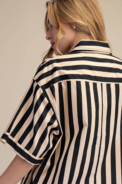 Black & White Striped Short Set