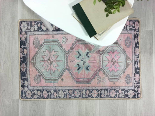 Ziana Pink & Gray Turkish Rug 2x3’