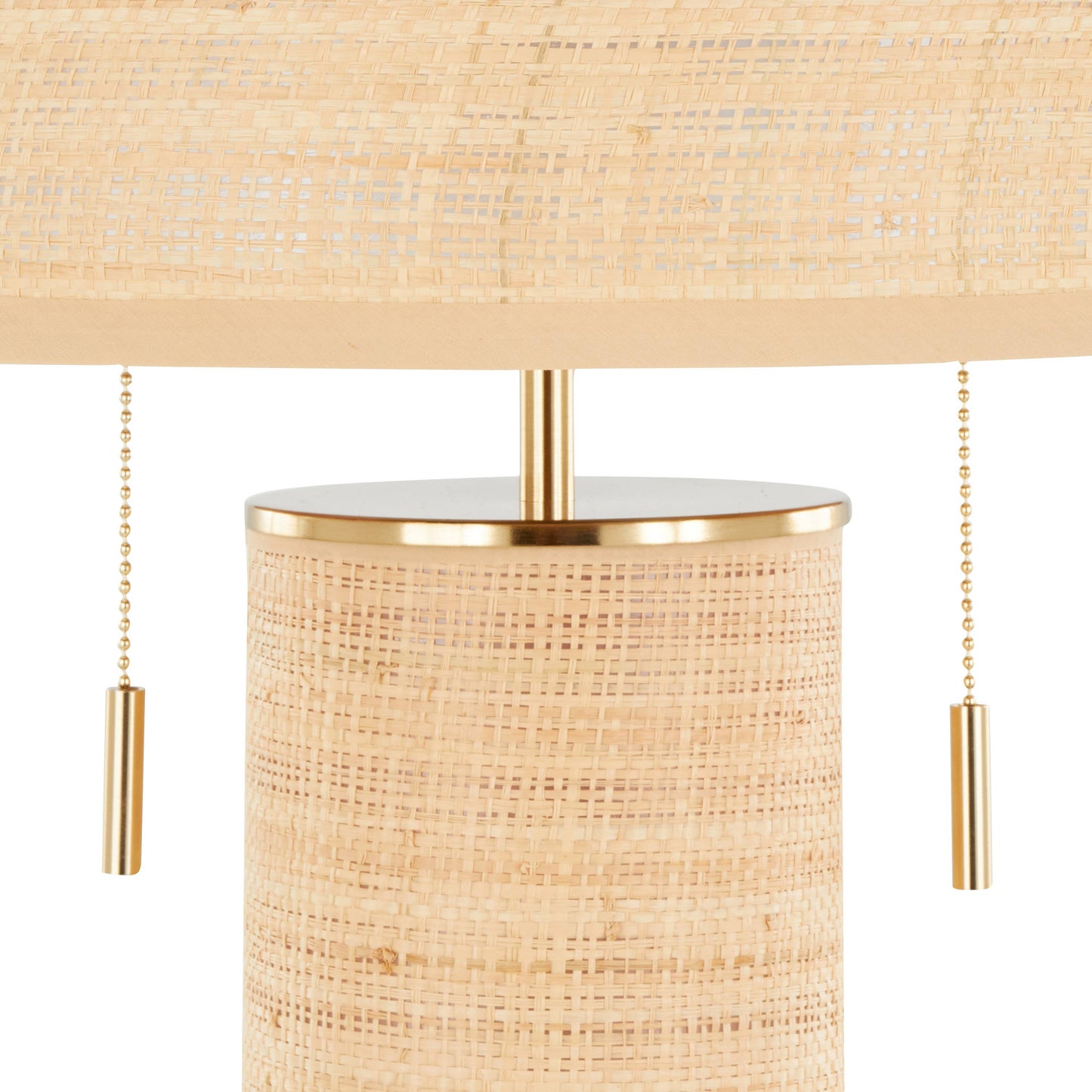 Cylinder Rattan 29" Table Lamp: Black Metal, Natural Rattan