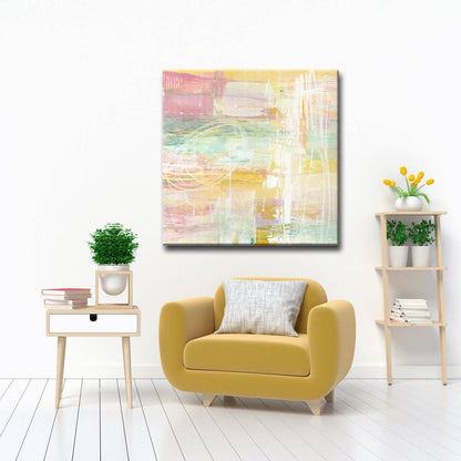 Amber Honey Peach Abstract Canvas: 40x40"