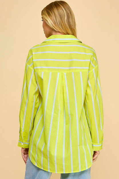 Chartreuse Striped Oxford