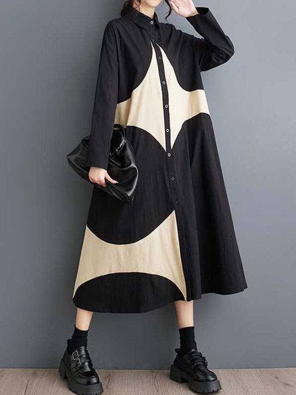 Black & Cream A-Line Dress