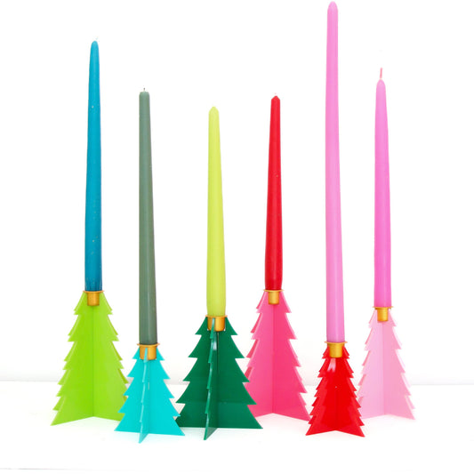 Acrylic Tree candle holders: Red/Pink