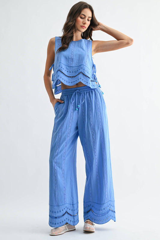 Blue Embroidered Cotton Set