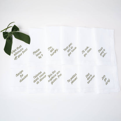 Mixed Messages Linen Dinner Napkins – Set of 12: Dusty Rose