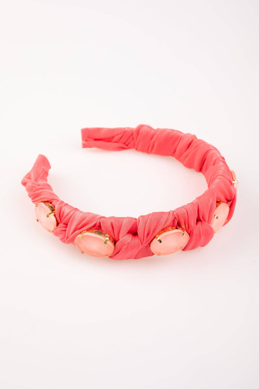 Glass Stone Knotted Headband: Watermelon