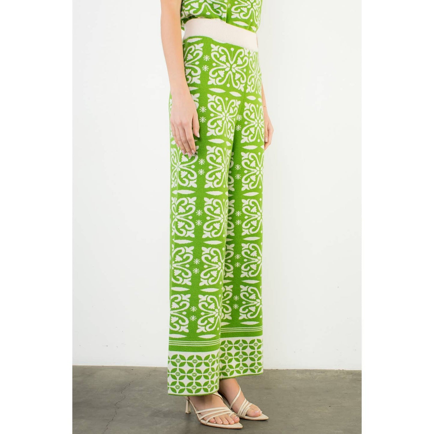 Green Pattern Knitted Pants