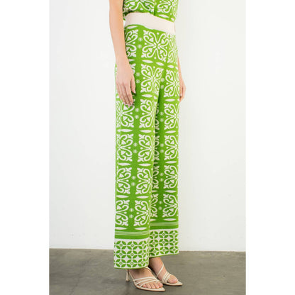 Green Pattern Knitted Pants
