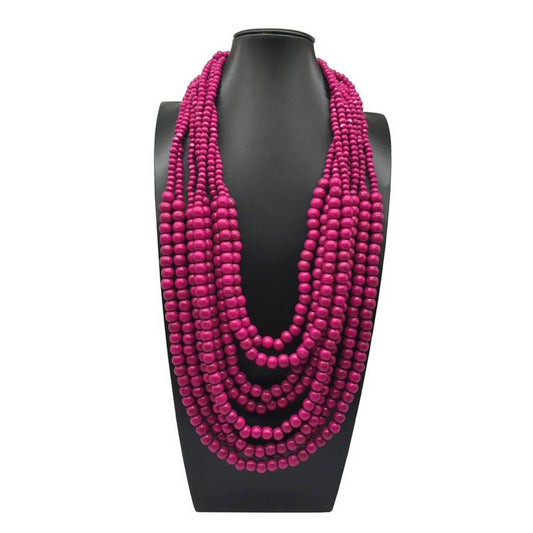 Hot Pink Beaded Necklace