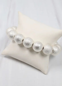 Hollywood Textured Ball Bracelet Matte Silver