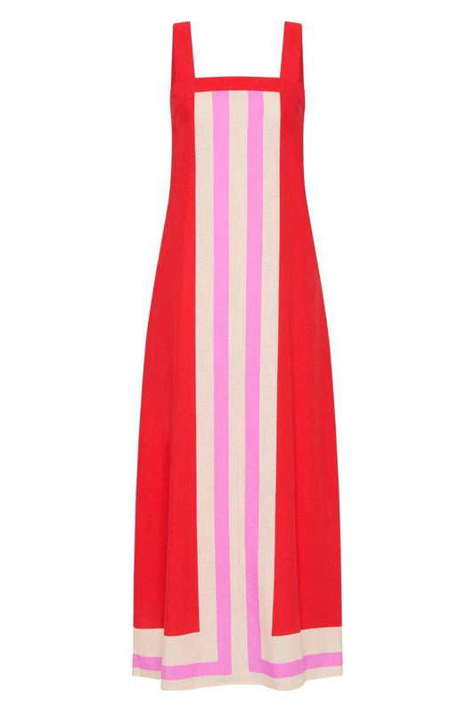 Pink & Red Striped Slip Dress