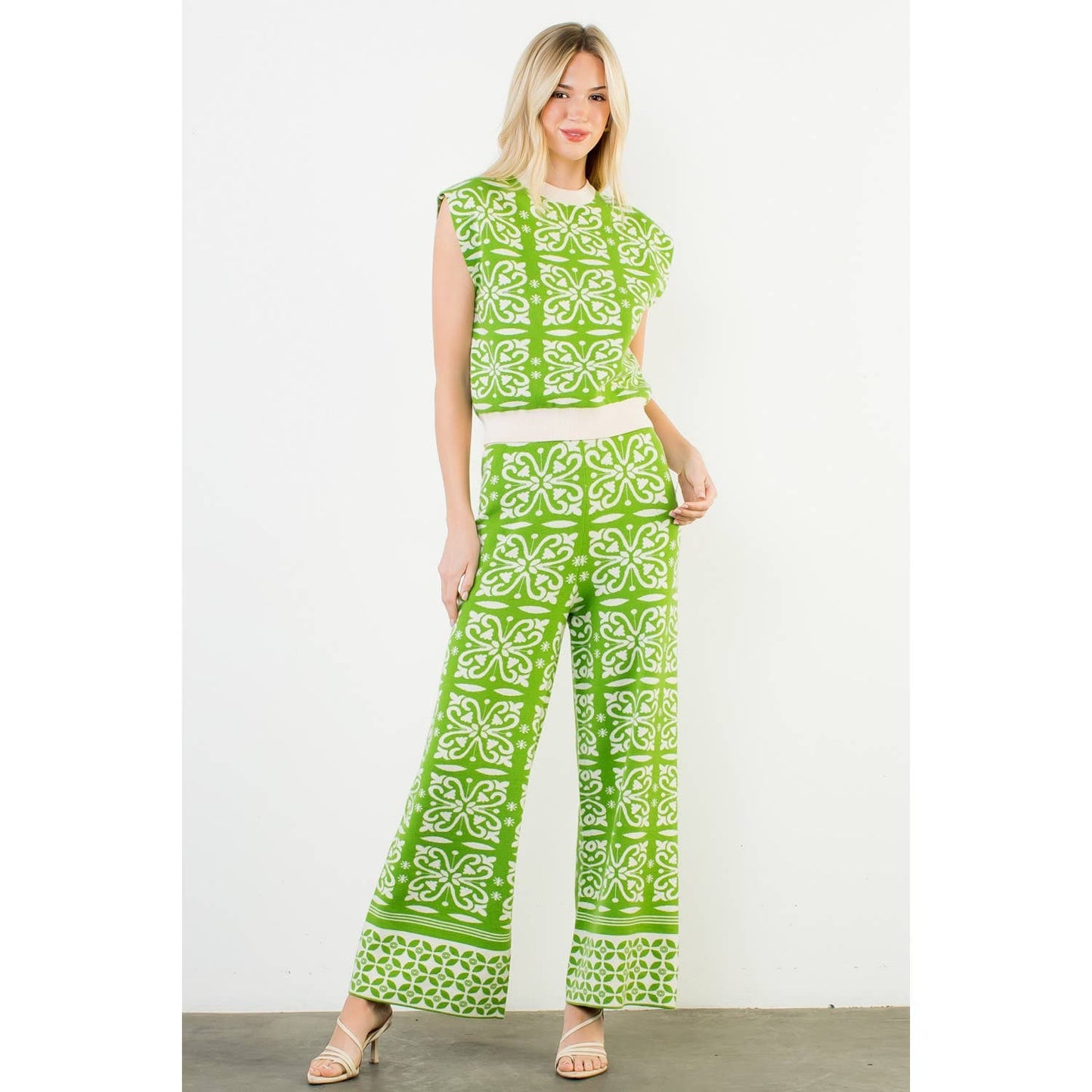 Green Sleeveless Knit Top