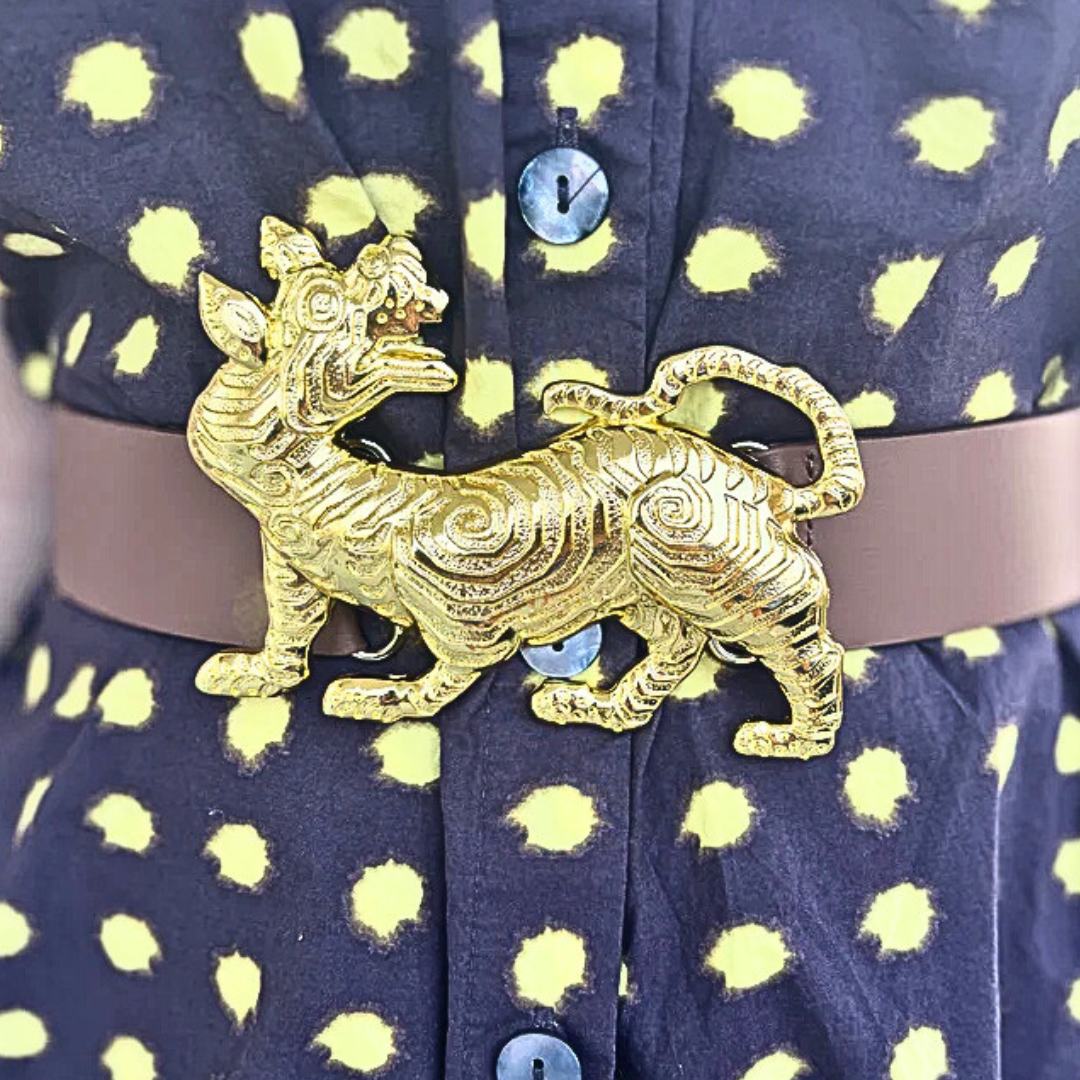 Gold Tibet Tiger Belt Buckle