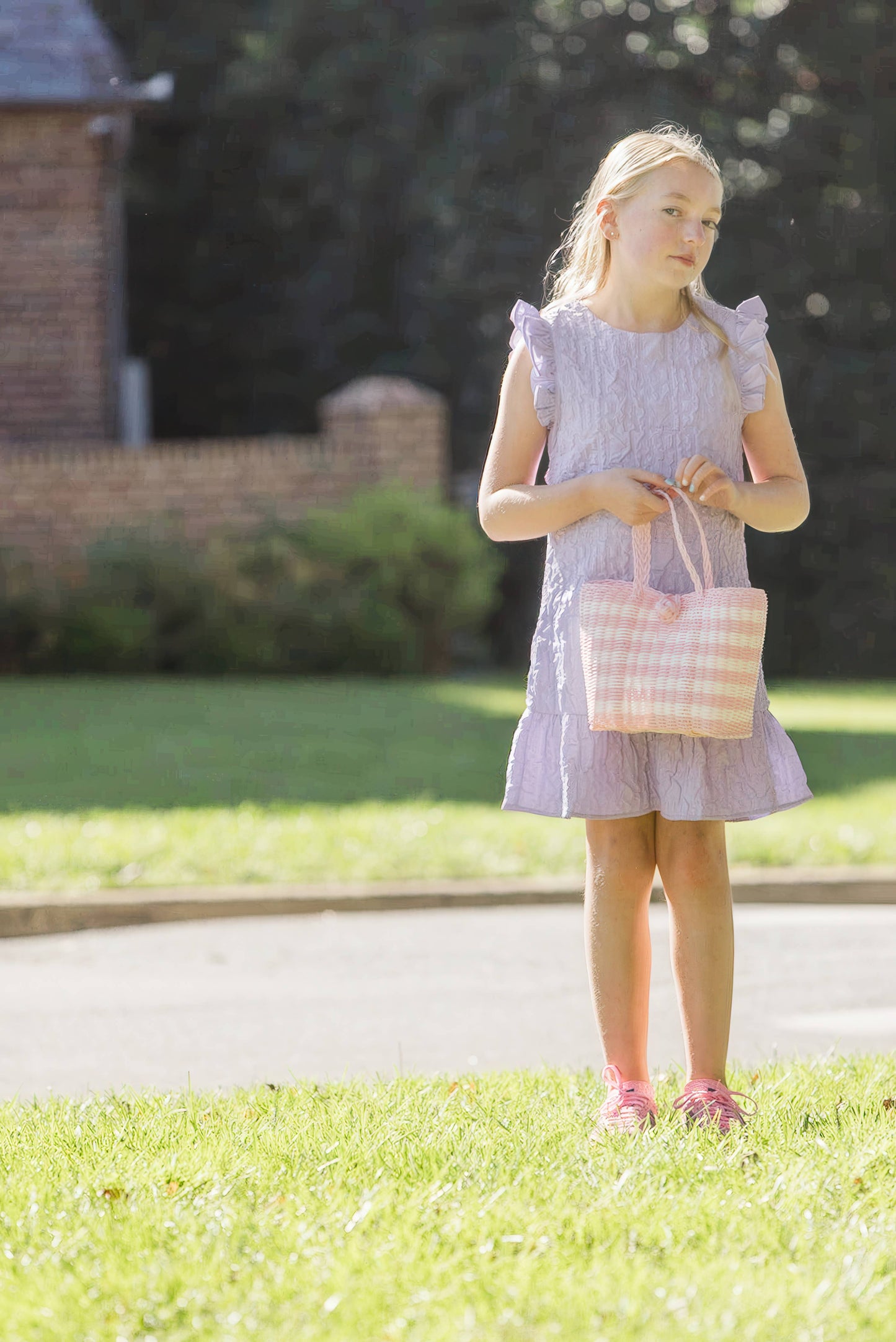Berry Basket | Lined Paper Stripe in Baby Pink / White
