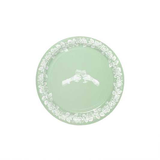 Green Jasperware Inspired Paper Salad Plates - Set of 8 