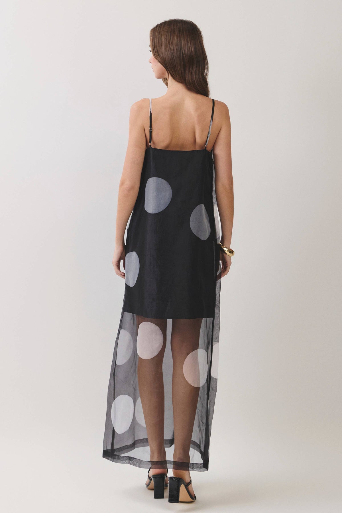 Black & White Polka Dot Sheer Maxi Dress