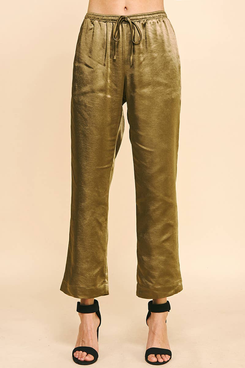 NAVY SATIN PANTS