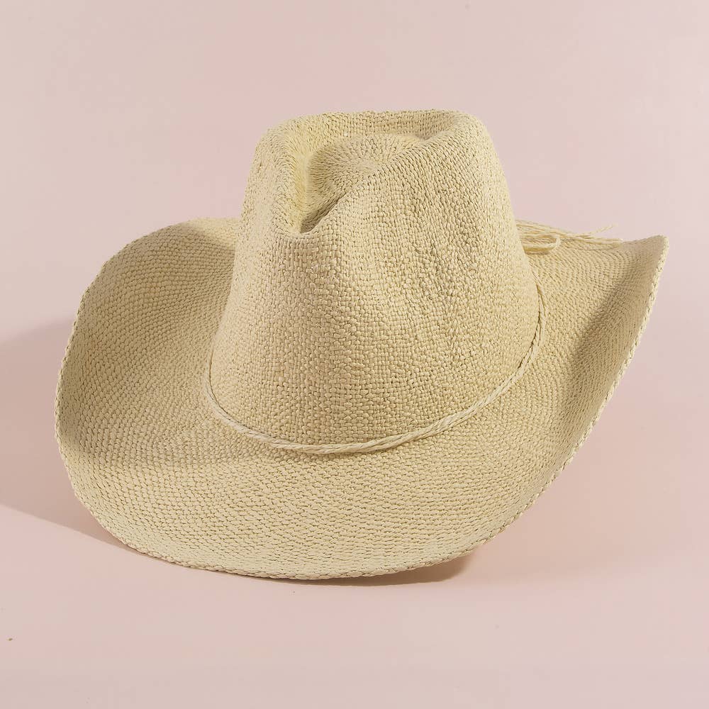 Straw Cowboy Hat - Light Brown