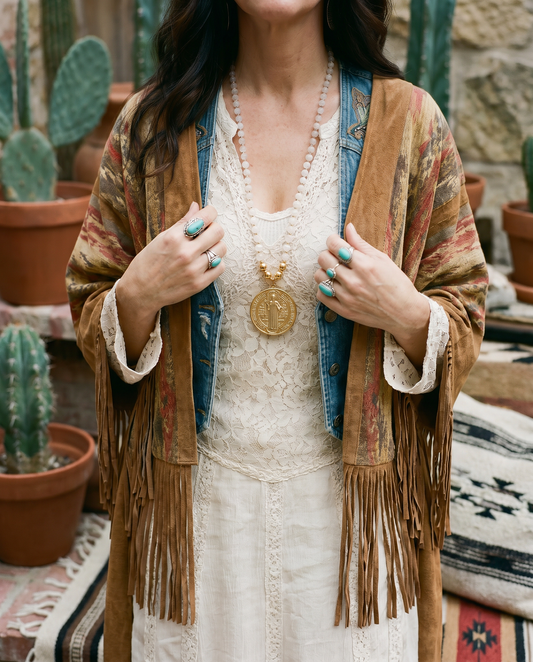 White Quartz St. Benedict Necklace
