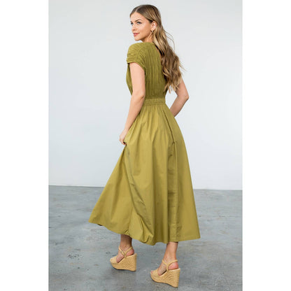 Olive Smocked Maxi Dress