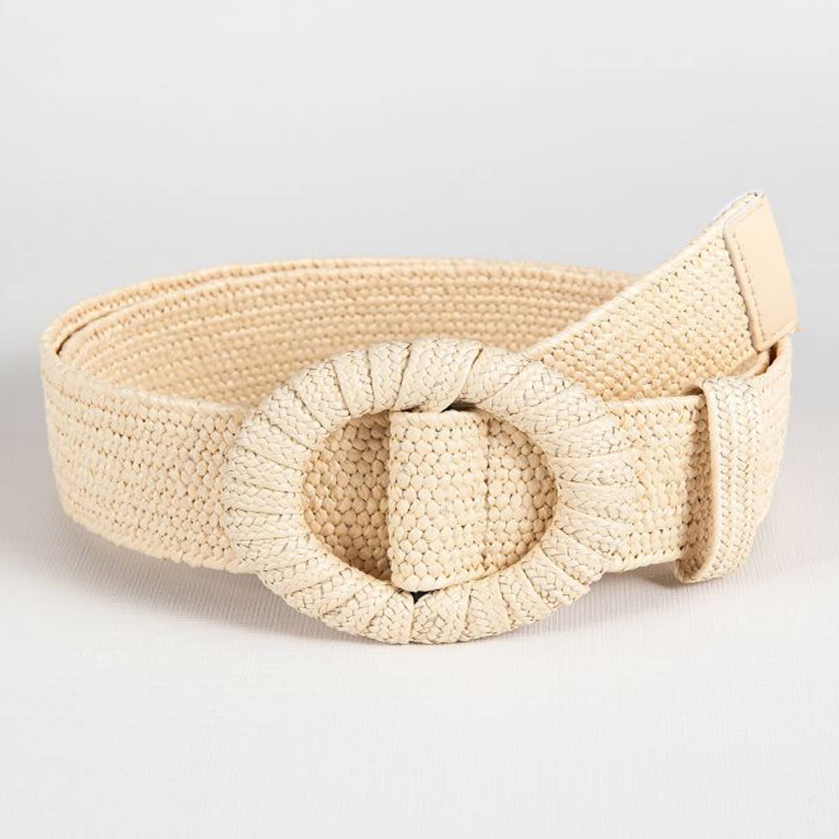 BEIGE BRAIDED ELASTIC BELT