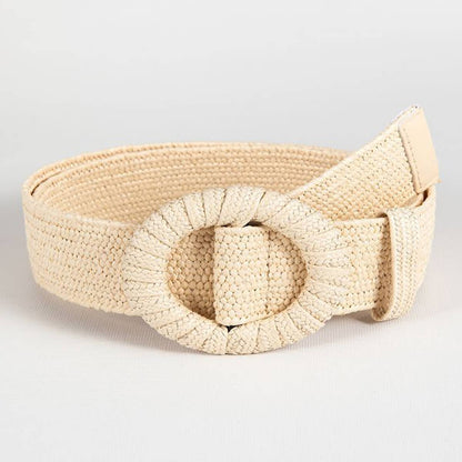 BEIGE BRAIDED ELASTIC BELT