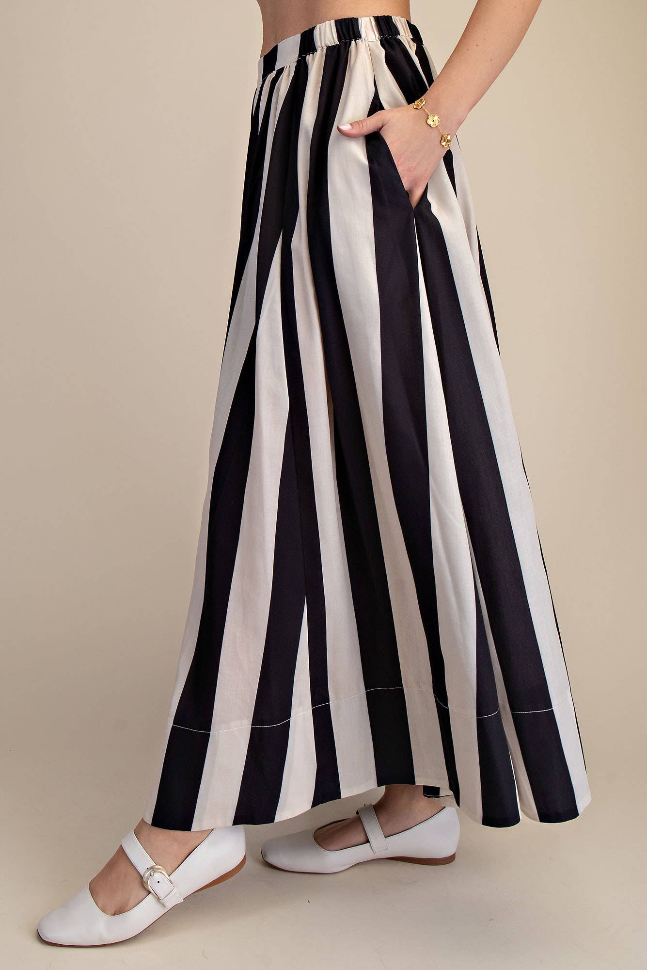 Black & White Striped Maxi Skirt