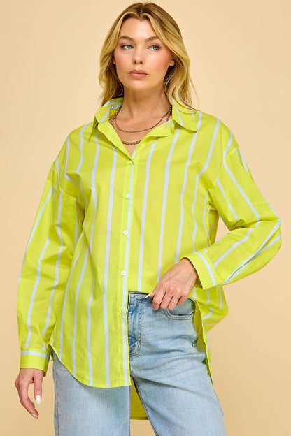 Chartreuse Striped Oxford