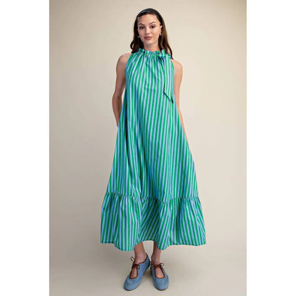 Green Striped Midi Dress