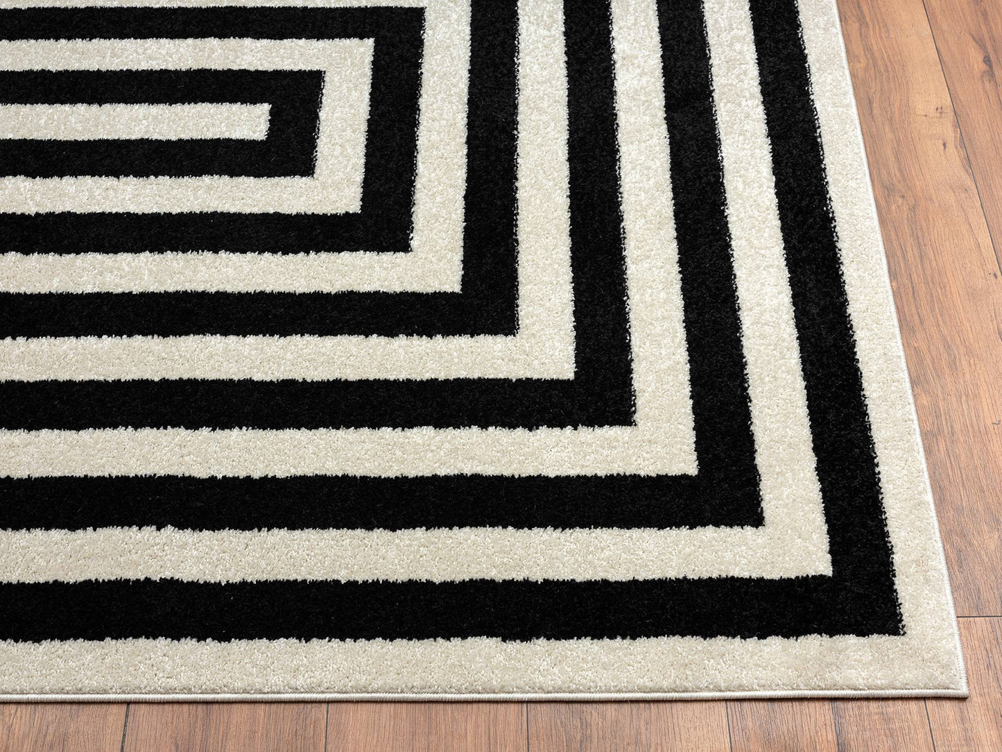 Abani Casa CAS120A -  Contemporary Black & Ivory Rectangular: 8'11" x 12'