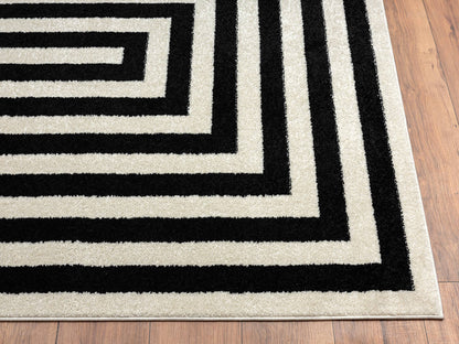 Abani Casa CAS120A -  Contemporary Black & Ivory Rectangular: 8'11" x 12'