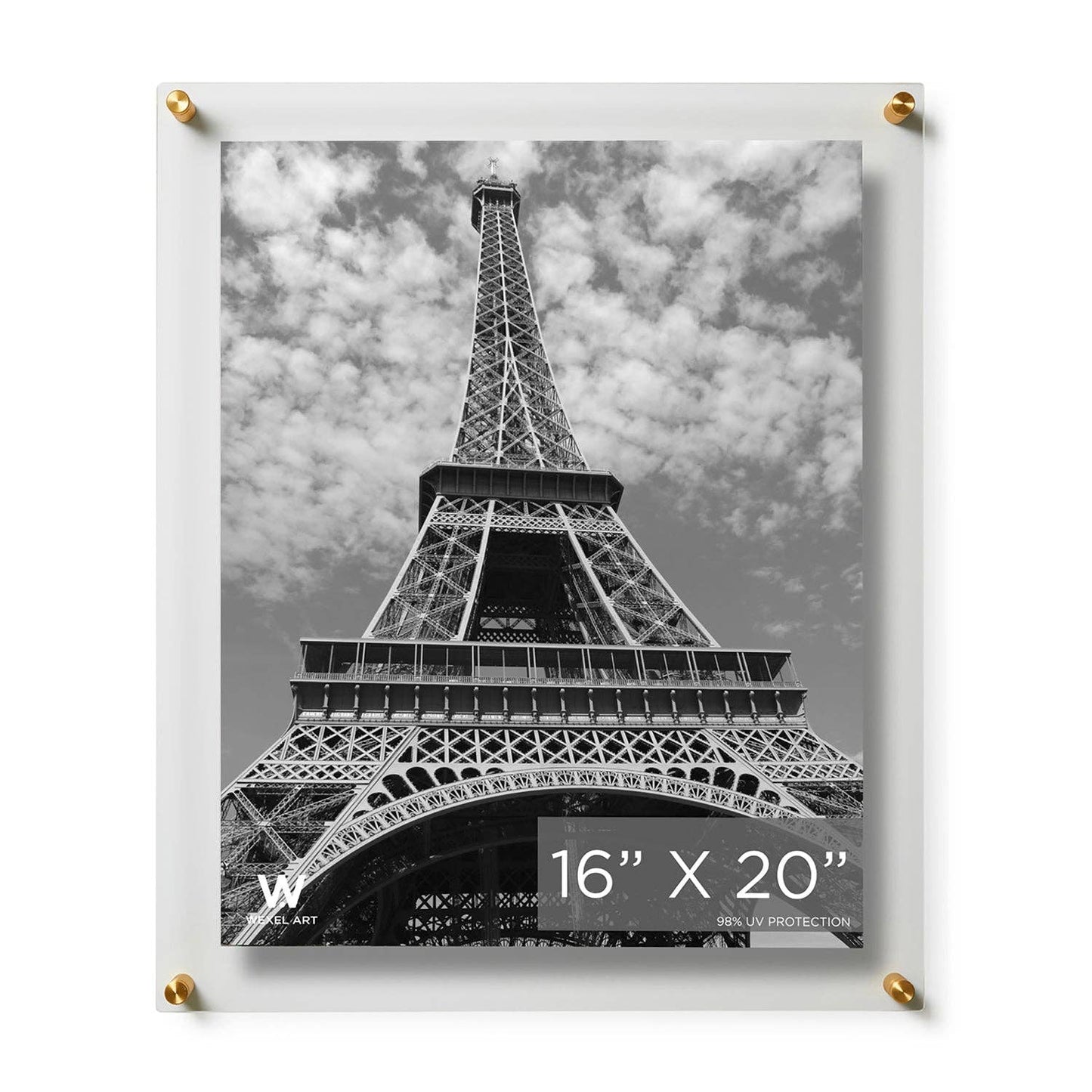 16x20" Modern UV-Grade Acrylic Floating Wall Frame: Gold