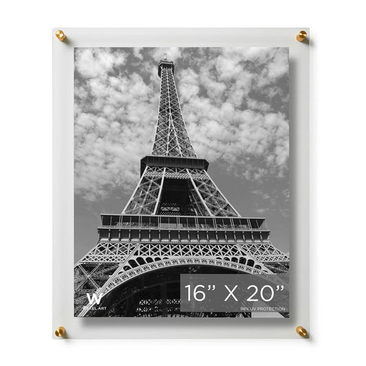 16x20" Modern UV-Grade Acrylic Floating Wall Frame: Gold