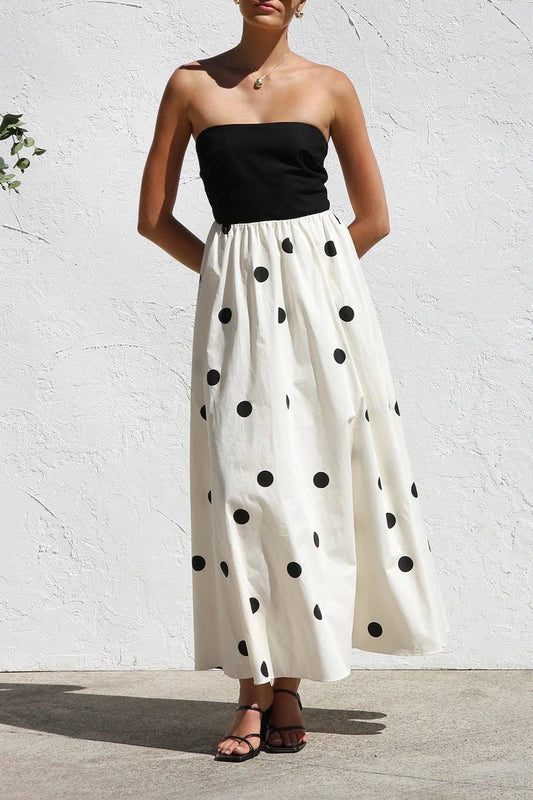 Polka Dot Strapless Dress