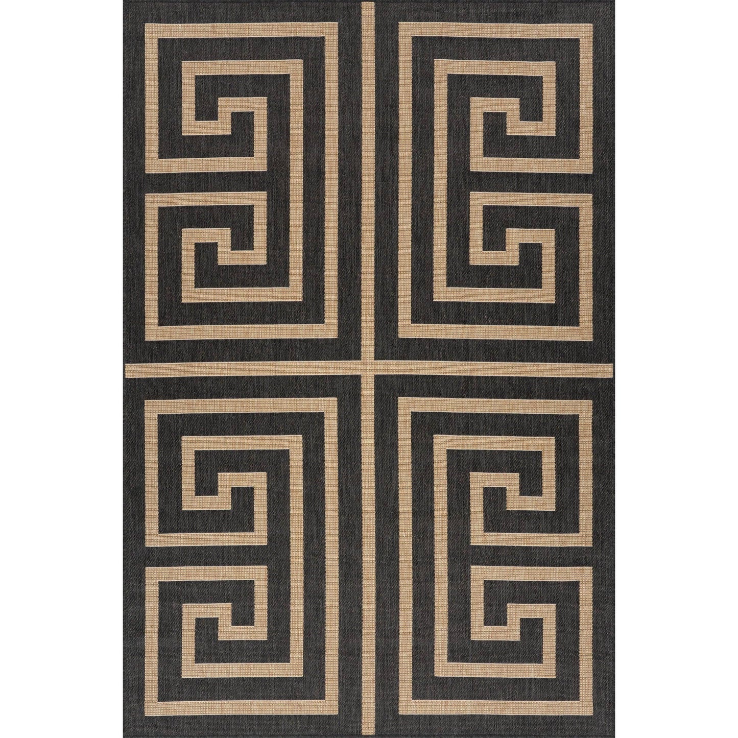 Zirelle Indoor/Outdoor Contemporary Area Rug: Brown / Rectangle / 6' 7" X 9'