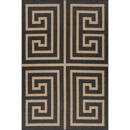 Zirelle Indoor/Outdoor Contemporary Area Rug: Brown / Rectangle / 6' 7" X 9'