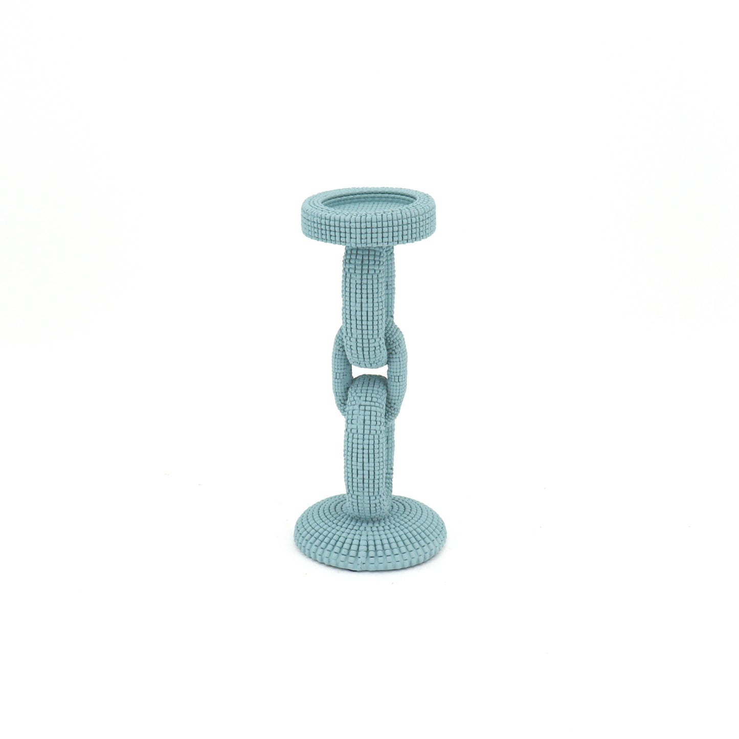 Medium Blue Beaded Candle Holder
