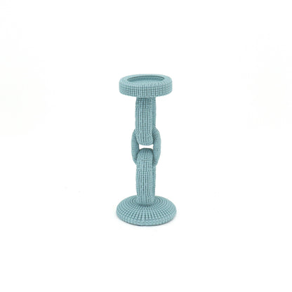 Medium Blue Beaded Candle Holder