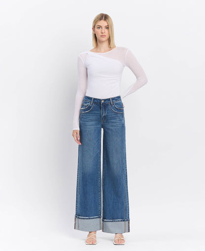 HIGH RISE WIDE CUFF JEANS